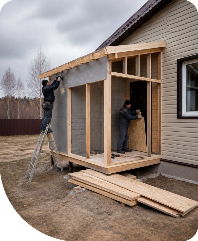 Строительство пристройки прихожей в Выксе под ключ