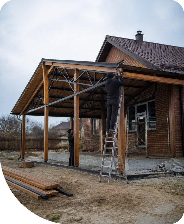 Пристройка навеса к дому и участку в Выксе под ключ